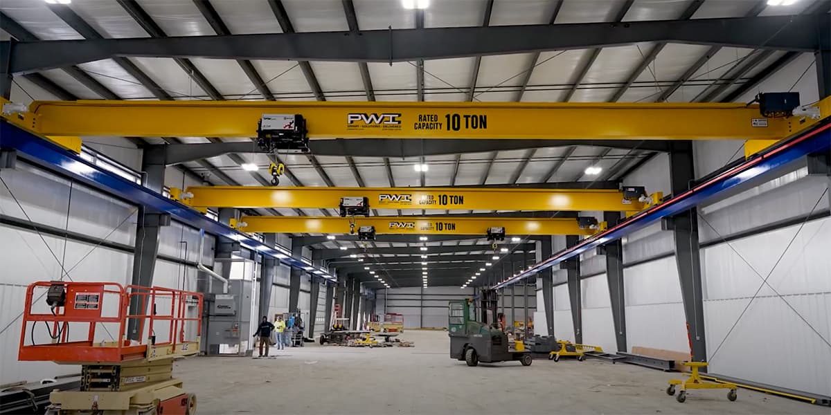 3 Overhead Cranes in PWI's New Building